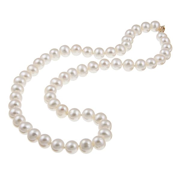 Shop DaVonna 14k Yellow Gold White Freshwater Cultured Pearl Strand ...