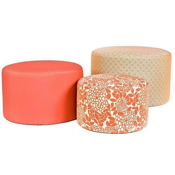 Handy Living Nesting Round Ottomans Papaya (Set of 3) Bed Bath