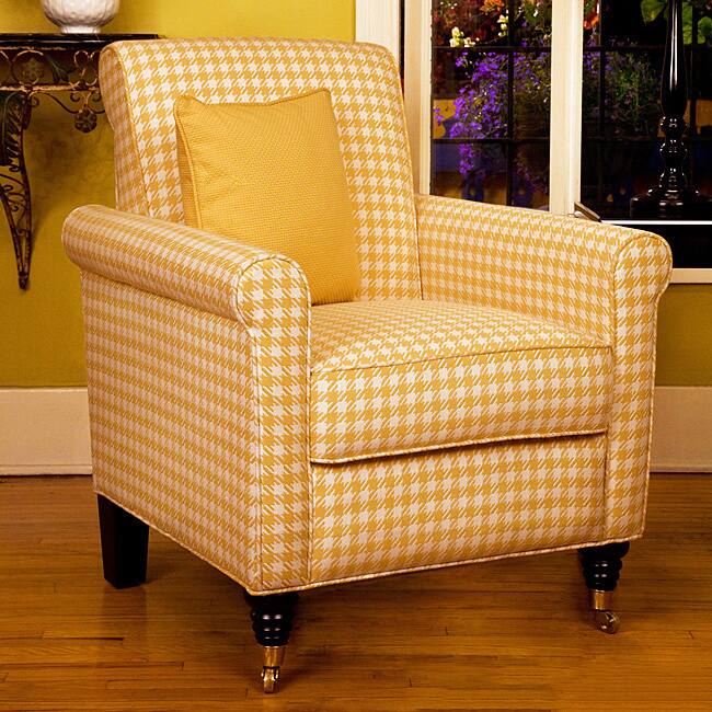 Handy Living Harlow Arm Chair Yellow and White Check