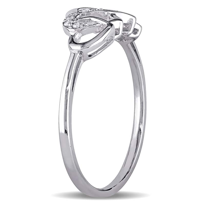 Miadora 10k White Gold Diamond Entwined Heart Ring