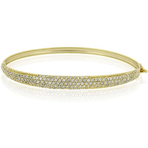 Icz Stonez 18k Yellow Gold over Sterling Silver Cubic Zirconia Bangle