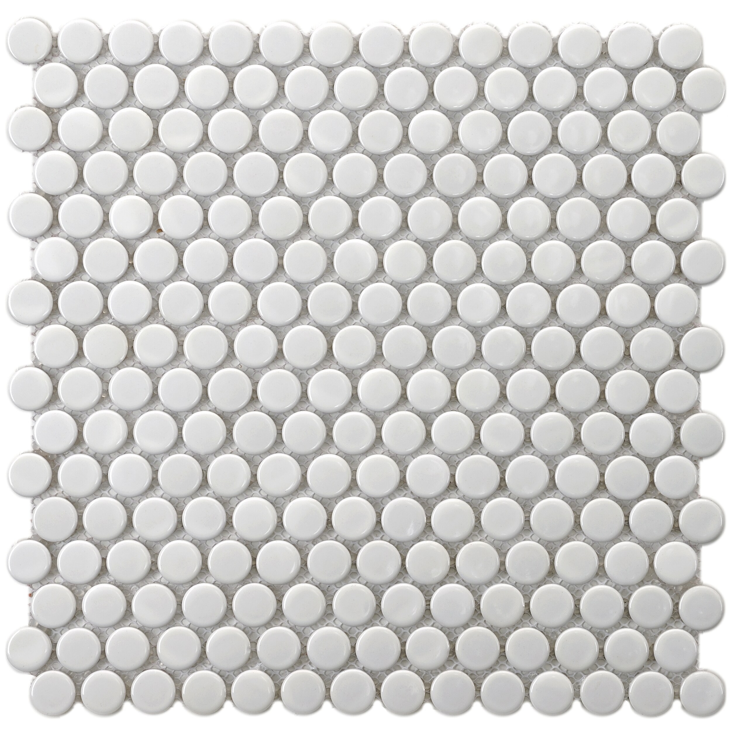 Somertile 11.5x11.5 in Victorian Penny 3/4 in White Porcelain Mosaic Tile (pack Of 10)