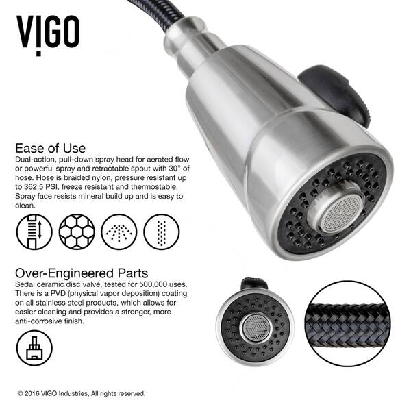 Shop Vigo Graham Stainless Steel Pull Down Spray Kitchen Faucet