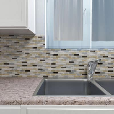 Merola Tile 10.75x11.75-inch Reflections Subway River Glass and Stone Mosaic Wall Tile (10 tiles/8.8 sqft.)