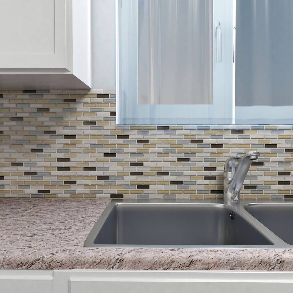 Merola Tile 10.75x11.75-inch Reflections Subway River Glass and Stone Mosaic Wall Tile (10 tiles/8.8 sqft.)