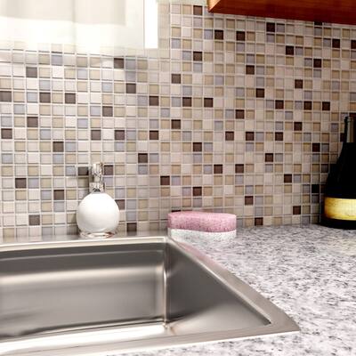 Merola Tile 11.625x11.625-inch Reflections Square River Glass and Stone Mosaic Wall Tile (10 tiles/9.59 sqft.)