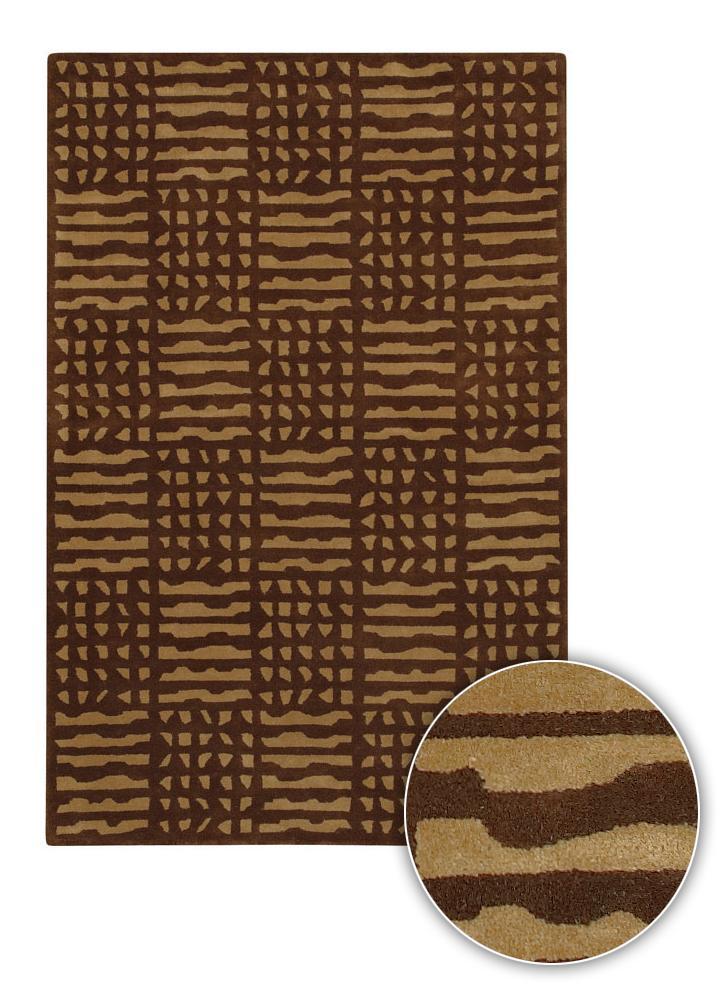 Hand tufted Mandara Chocolate Wool Rug (5 X 76) (BrownPattern GeometricMeasures 0.75 inch thickTip We recommend the use of a non skid pad to keep the rug in place on smooth surfaces.All rug sizes are approximate. Due to the difference of monitor colors,