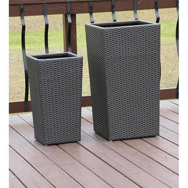 All Weather Resin Wicker Flower Pot Planters Set Of 2 Ships All Weather Resin Wicker Flower Pot Planters Set Of 2