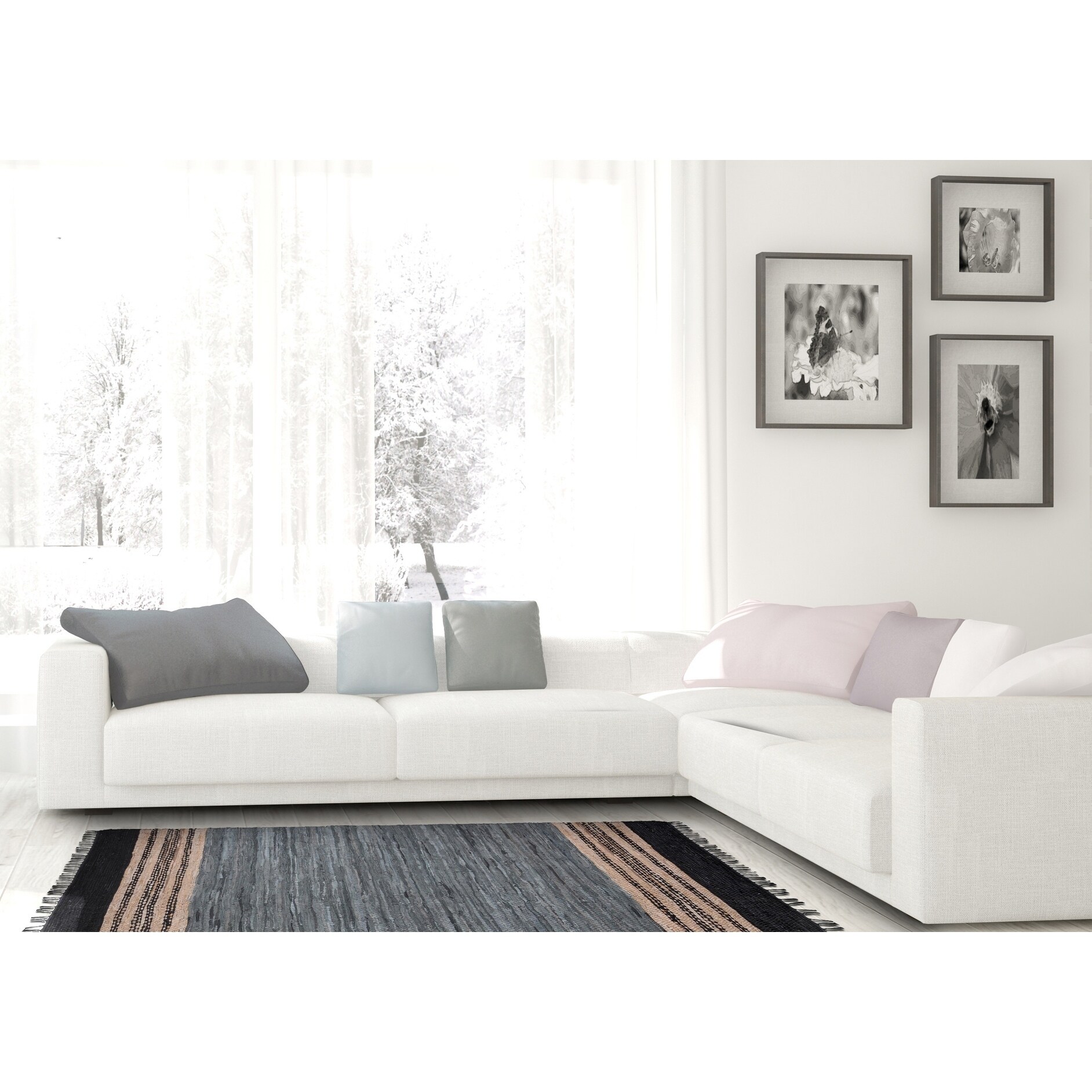 5 by 8-Feet Gray Matador Leather Chindi Rug 5 by 8-Feet Gray Matador Leather Chindi Rug