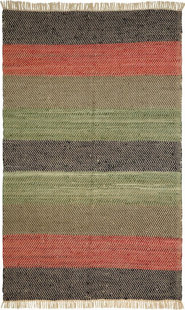 Hand woven Striped Leather Chindi Rug (8 X 10) (GreenPattern SolidMeasures 0.125 inch thickTip We recommend the use of a non skid pad to keep the rug in place on smooth surfaces.All rug sizes are approximate. Due to the difference of monitor colors, som