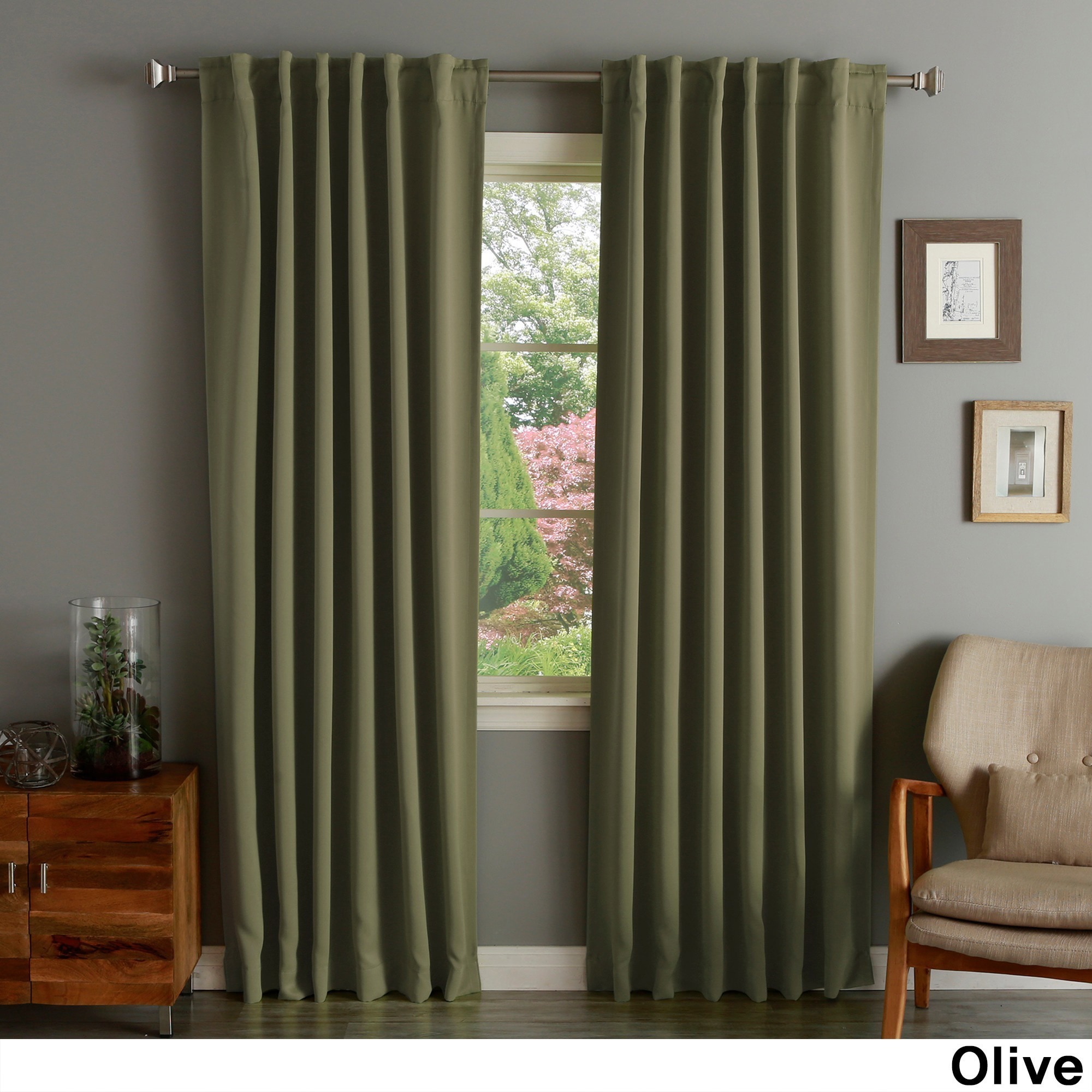 Victoria Blackout Window Curtains 2 Panels Grommet Jacquard Thermal Insulated 