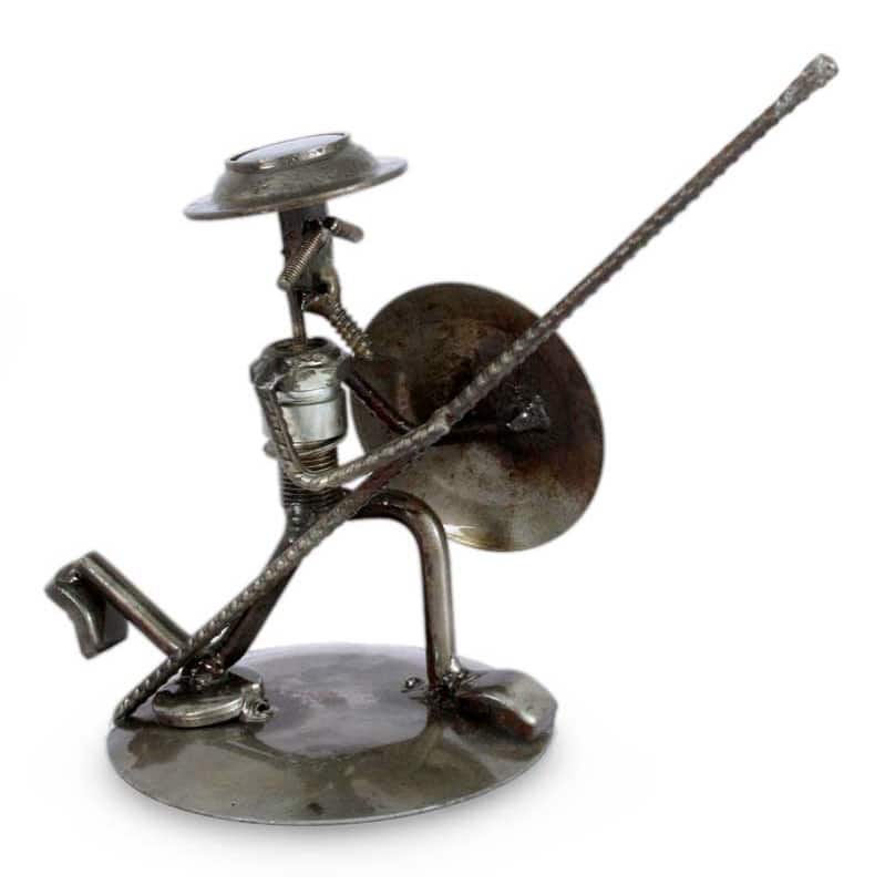 NOVICA Handmade Quixote in Love Recycled Auto Parts Statuette (Mexico)