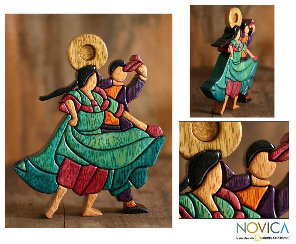 Cedar/ Mahogany 'Dance and Flirt' Sculpture (Peru)