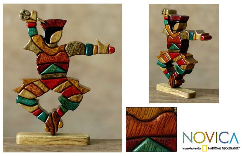 Cedar/ Mahogany 'Scissors Dancer' Sculpture