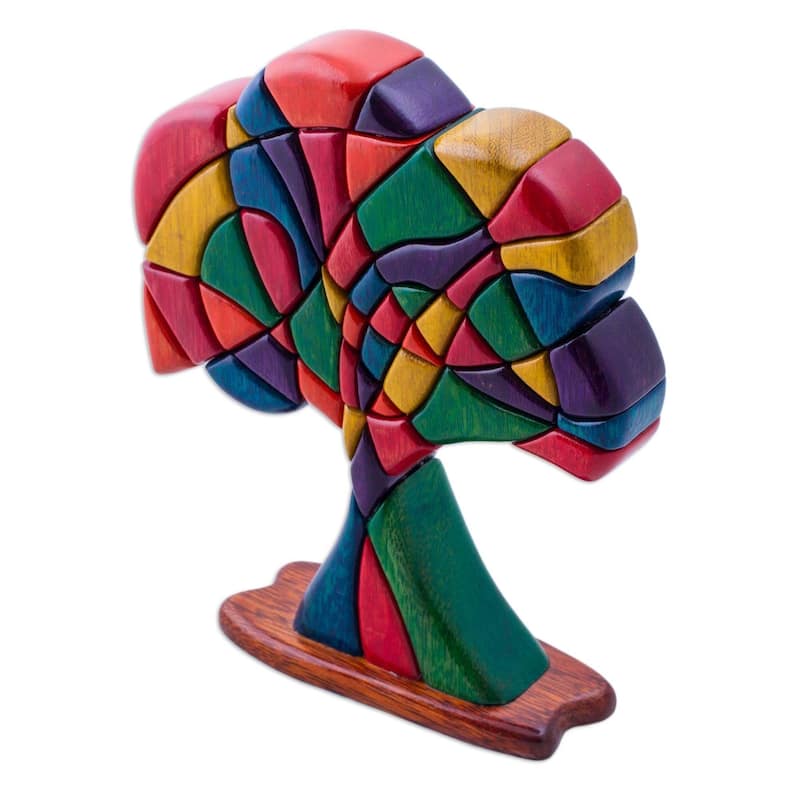 Handmade Tree of Life Cedar and Mahogany Wood Sculpture (Peru)