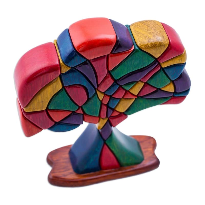 Handmade Tree of Life Cedar and Mahogany Wood Sculpture (Peru)