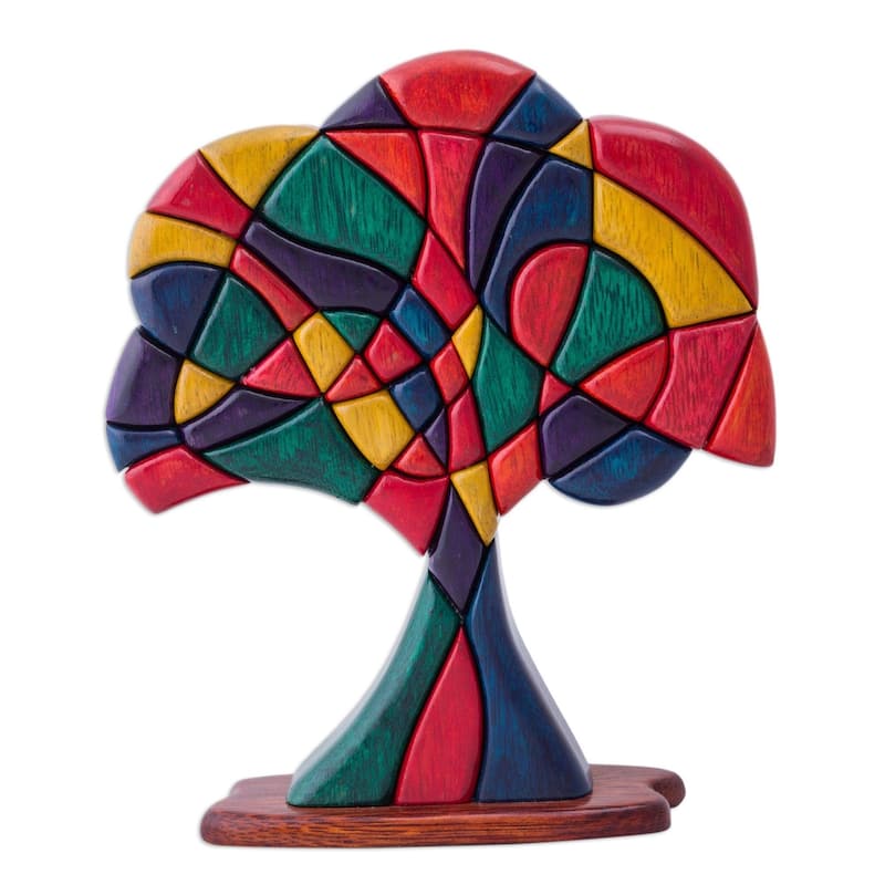 Handmade Tree of Life Cedar and Mahogany Wood Sculpture (Peru) - N/A