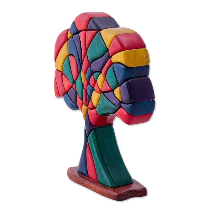 Handmade Tree of Life Cedar and Mahogany Wood Sculpture (Peru)