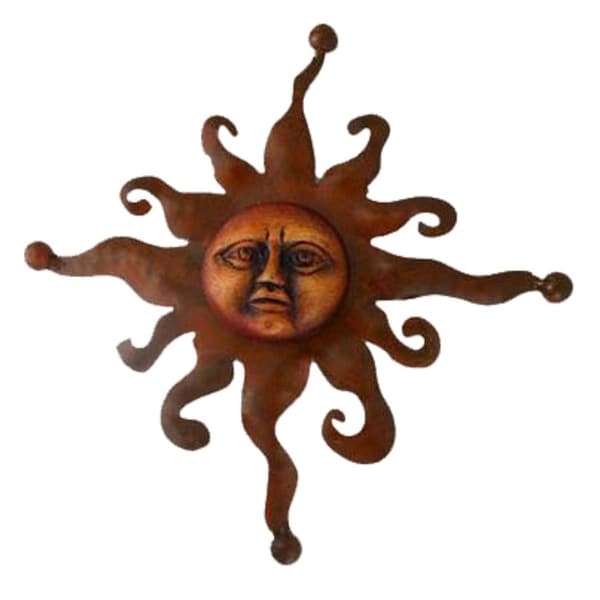 Eternal Sun Indoor Outdoor Patio Decorator Accent Rustic Brown Eternal Sun Indoor Outdoor Patio Decorator Accent Rustic Brown Ceramic With Iron Rays Metal Wall