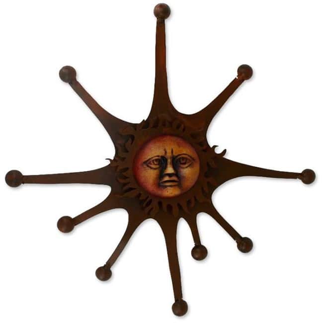 Handmade Iron and Ceramic Royal Sun Wall Art (Mexico)