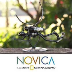 NOVICA Handmade Rustic Scuba Diver Iron Statuette (Mexico)