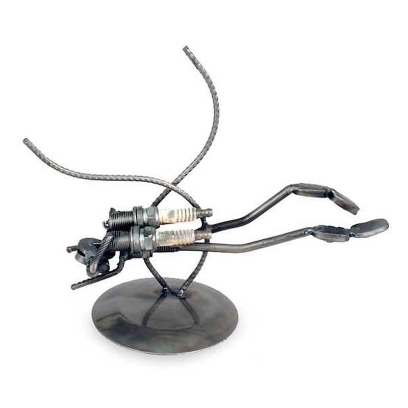 NOVICA Handmade Rustic Scuba Diver Iron Statuette (Mexico) - Black