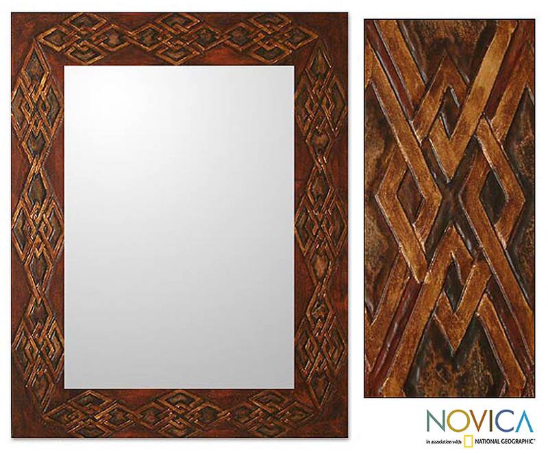 Gordian Knot Large Leather MDF Frame Mirror - Brown
