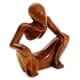 preview thumbnail 2 of 1, NOVICA Handmade Seated Man Modern Wood Sculpture (Indonesia) - 8.25" H x 7" W x 2.8" D