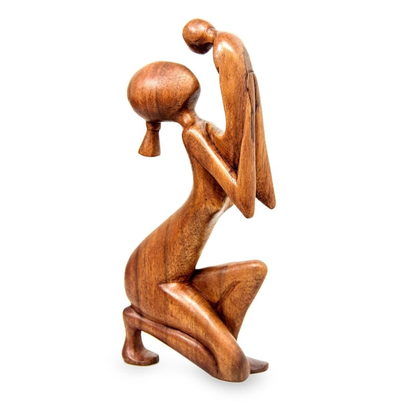 NOVICA Handmade Moment of Tenderness Wood Sculpture (Indonesia)