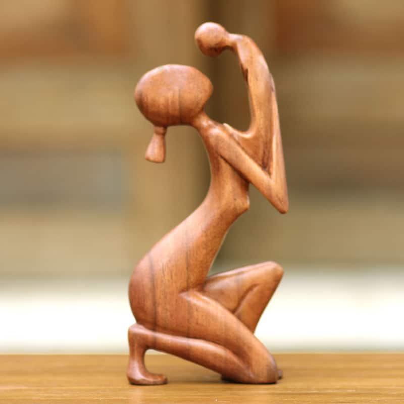 NOVICA Handmade Moment of Tenderness Wood Sculpture (Indonesia)