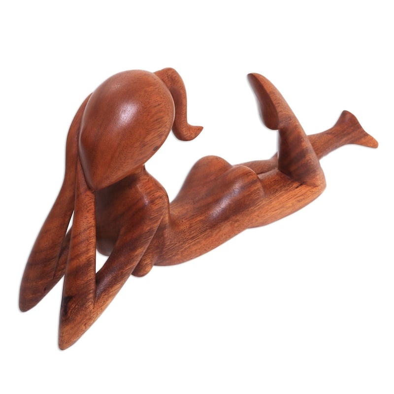 Handmade Wood Daydreamer Statuette (Indonesia)