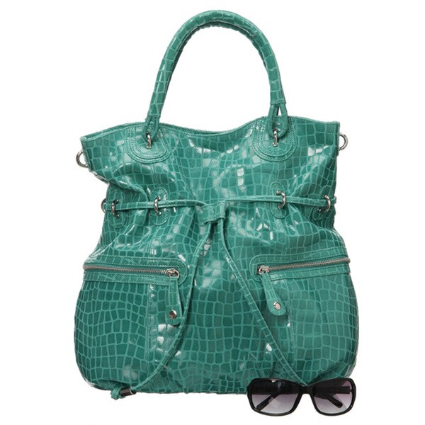 Shop Hype &#39;Mia&#39; Croc Embossed Leather Tote Bag - Free Shipping Today - Overstock - 4225006