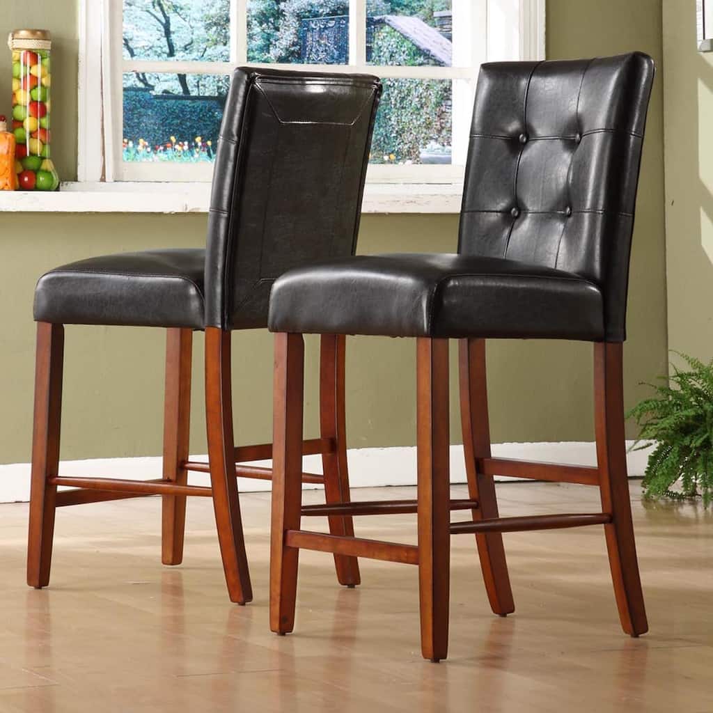 Hutton Faux Leather High Back Counter Height Stools by TRIBECCA HOME (Set of 2)