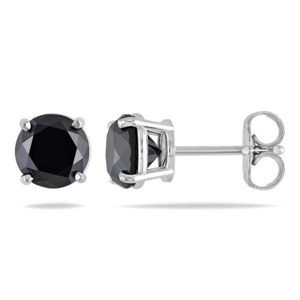 Miadora 14k Gold 2ct TDW Black Diamond Stud Earrings - 12223518 ...