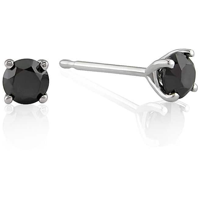 Miadora 14k White Gold 1/2ct TDW Black Diamond Studs