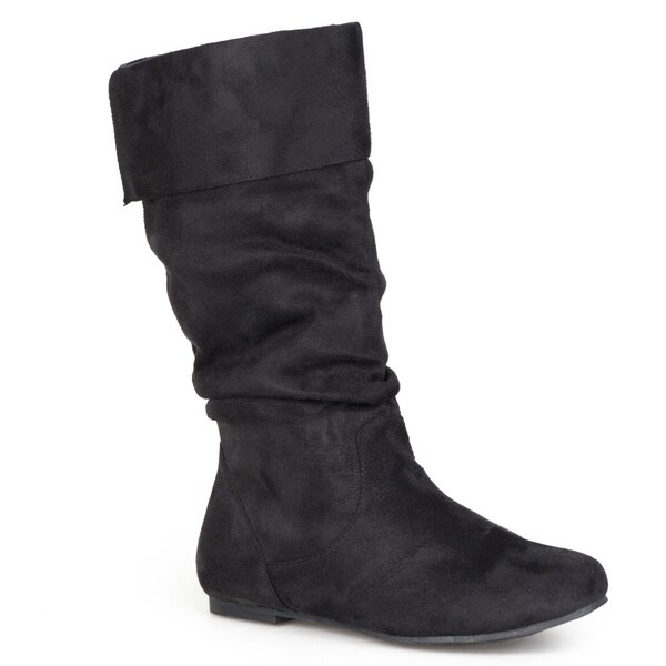 ladies black flat boots