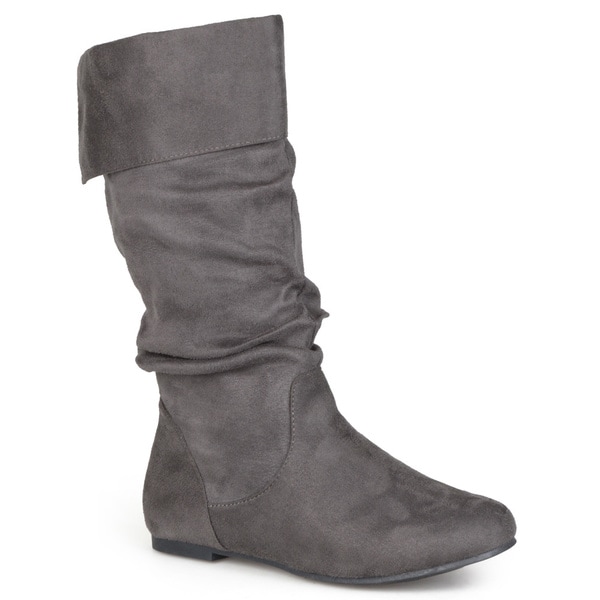 gray suede slouch boots