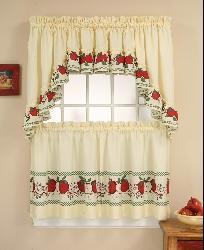 preview thumbnail 2 of 1, Red Delicious Apple 3-piece Curtain Tier/ Swag Set