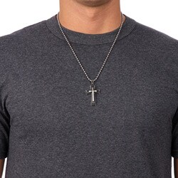 Stainless Steel Men's 1/10ct TDW Diamond Cross Necklace (I-J, I3 ...