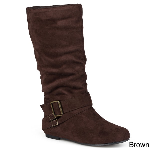 Wide-calf Buckle Slouch Boot 