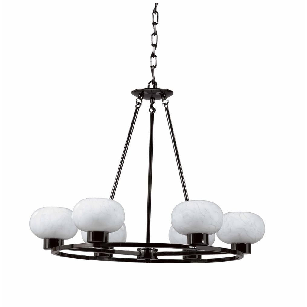 Atomique White Glass 6 light Chandelier