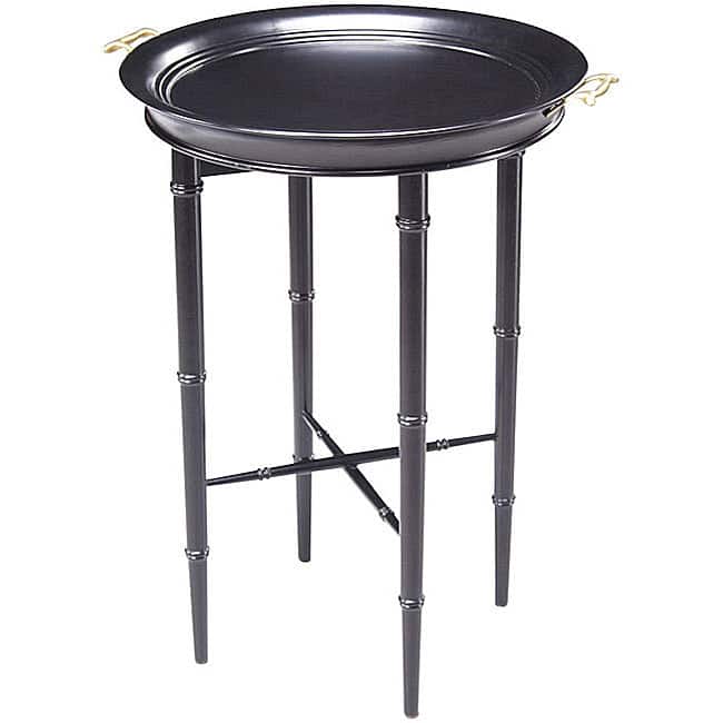 Ebony Finish Round Tray Table