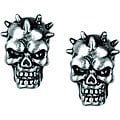 Pewter Spike Skull Stud Earrings