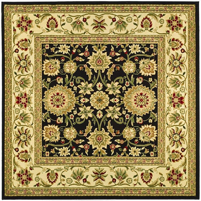 Lyndhurst Collection Majestic Black/ Ivory Rug (8 Square)