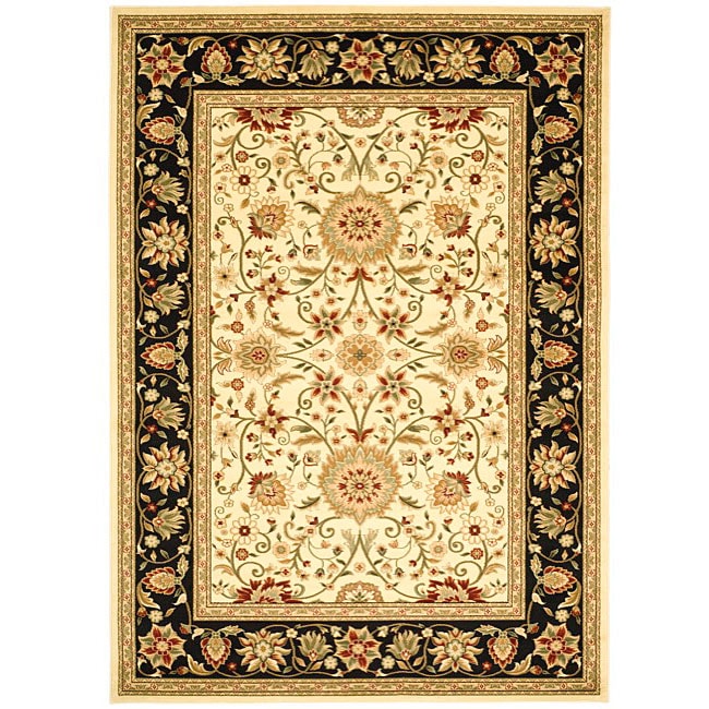 Lyndhurst Collection Majestic Ivory/ Black Rug (6 X 9)