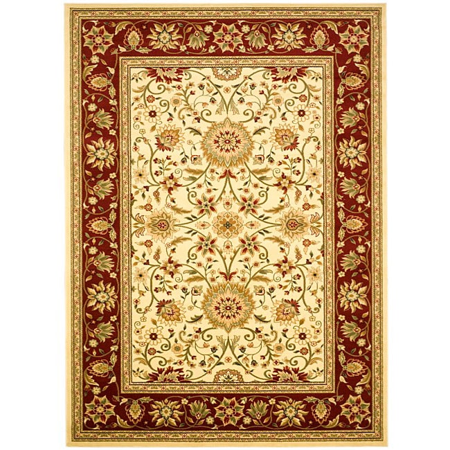 Lyndhurst Collection Majestic Ivory/ Red Rug (53 X 76) (IvoryMeasures 0.375 inch thickTip We recommend the use of a non skid pad to keep the rug in place on smooth surfaces.All rug sizes are approximate. Due to the difference of monitor colors, some rug 