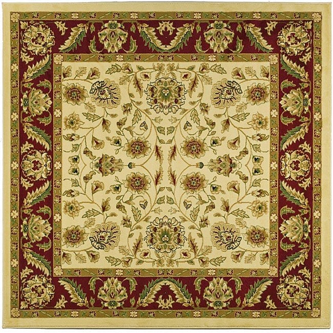 Lyndhurst Collection Tabriz Ivory/ Red Rug (8 Square)