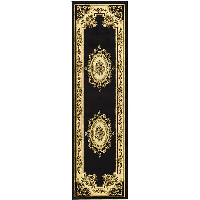 Lyndhurst Collection Black/ Ivory Runner (23 X 8)