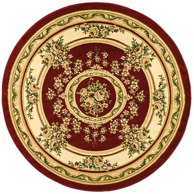Lyndhurst Collection Red/ Ivory Rug (53 Round)