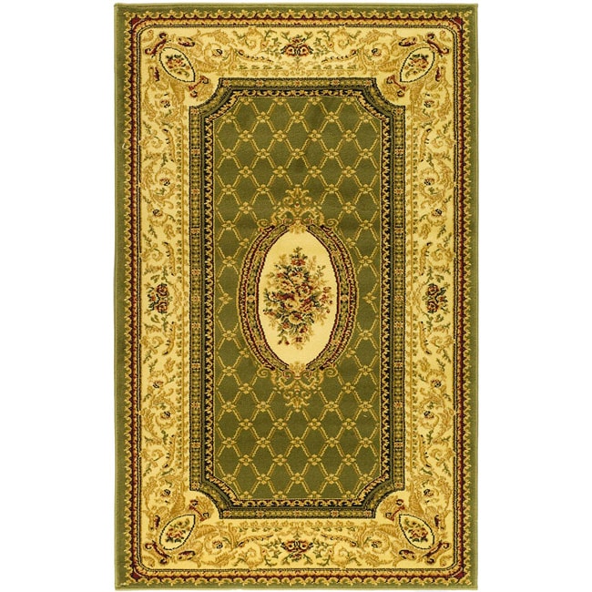 Lyndhurst Collection Traditional Sage/ Ivory Rug (53 X 76)